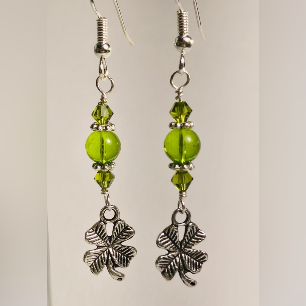 Set of two handcrafted Saint Patrick’s day green earrings